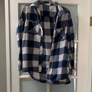 Blue and White Checkered Women's Shirt